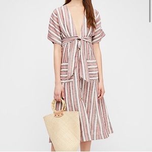 Free people stripe midi dress nwot size xs